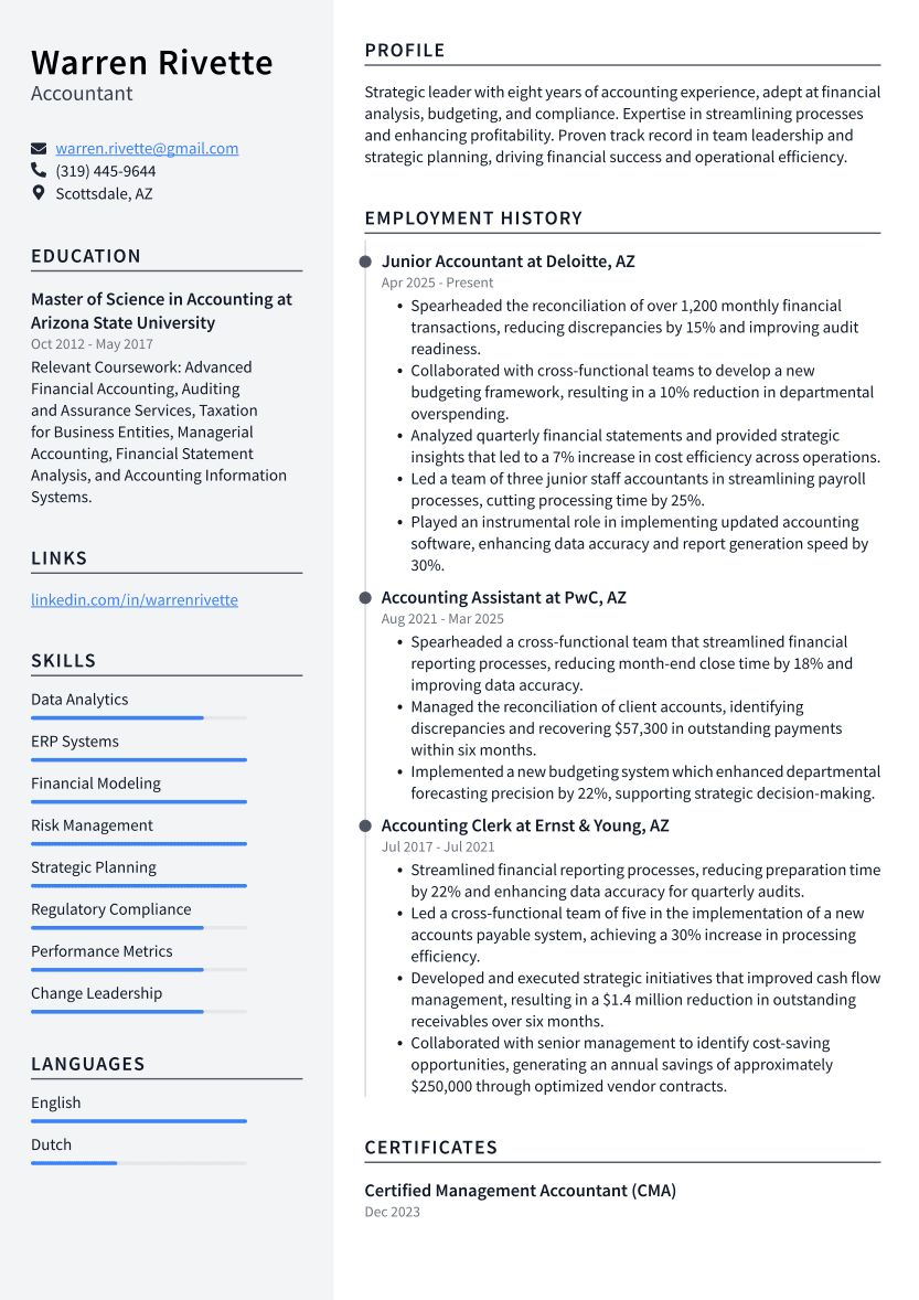 Accountant Resume Example