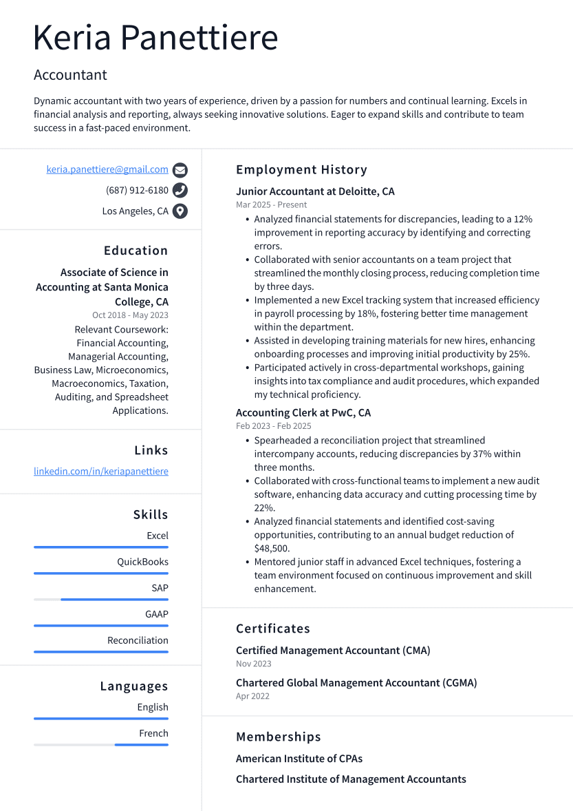 Accountant Resume Example