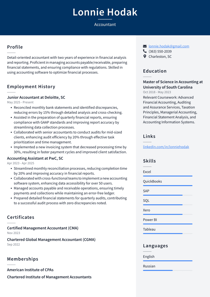 Accountant Resume Example