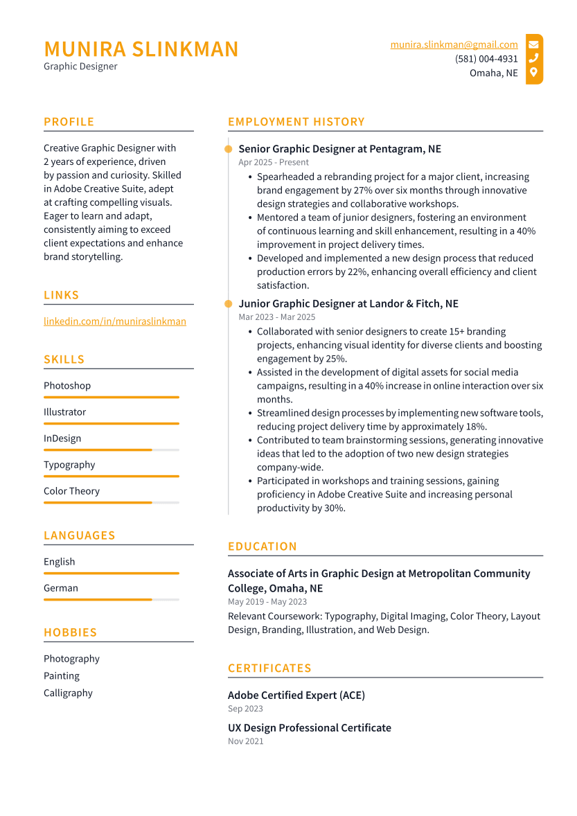 Graphic Designer Resume Example
