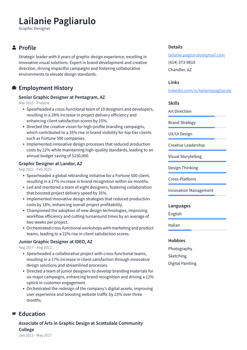 Graphic Designer Resume Example