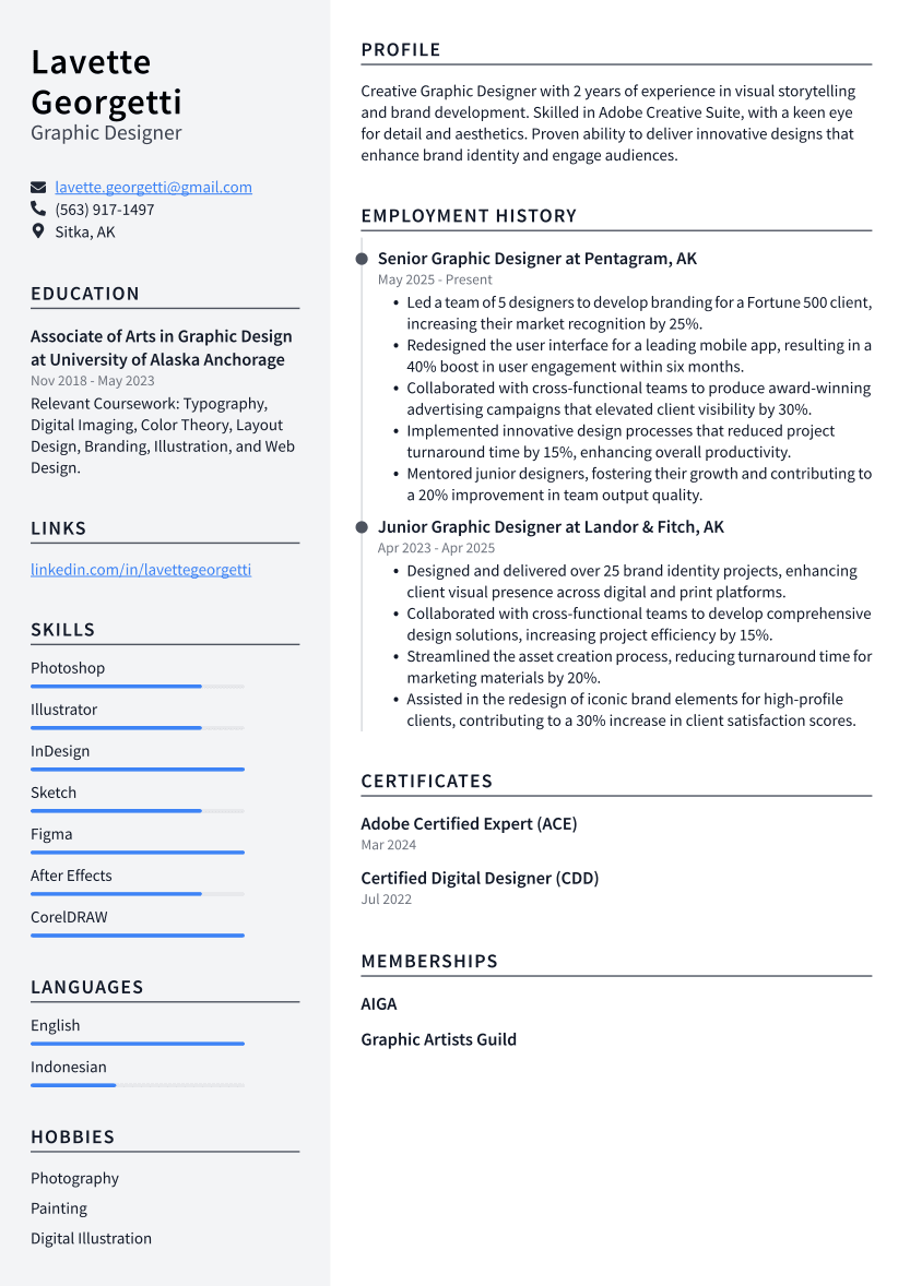 Graphic Designer Resume Example