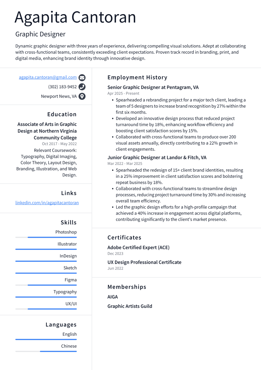 Graphic Designer Resume Example